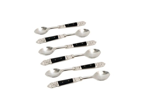 ROYAL ΚΟΥΤΑΛΙ ΓΛΥΚΟΥ SET 6TMX 15x3x1cm ΑΤΣΑΛΙ ΜΑΥΡΟ RESIN