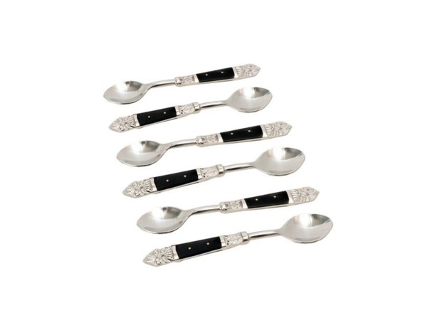 ROYAL ΚΟΥΤΑΛΙ ΓΛΥΚΟΥ SET 6TMX 15x3x1cm ΑΤΣΑΛΙ ΜΑΥΡΟ RESIN