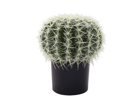 FEROCACTUS ΦΥΤΟ ΤΕΧΝΗΤΟ ΣΕ ΓΛΑΣΤΡΑ 25x25x33cm ΥΦΑΣΜΑ ΠΡΑΣΙΝΟ ΛΕΥΚΟ ΠΛΑΣΤΙΚΟ