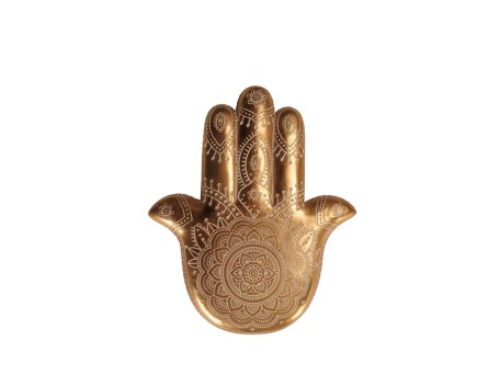 HAMSA ΔΙΑΚΟΣΜΗΤΙΚΟ ΤΟΙΧΟΥ 25x3x30cm POLYRESIN ΧΡΥΣΟ ΛΕΥΚΟ