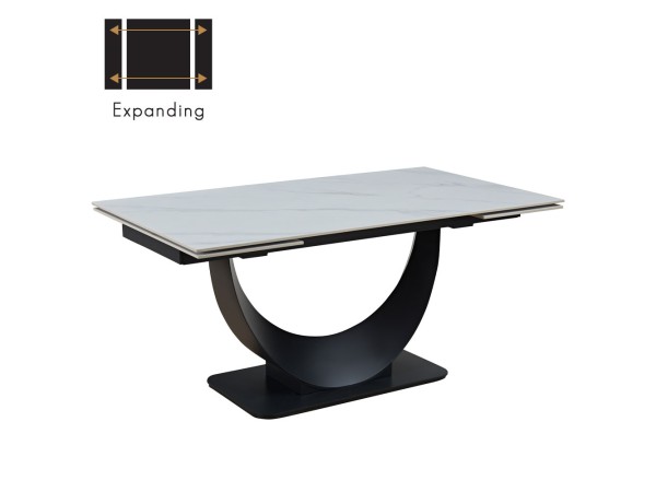 MEZZA LUNA ΤΡΑΠΕΖΙ ΕΠΕΚΤΕΙΝΟΜΕΝΟ-Η ΛΕΥΚΟ ΜΕ ΟΨΗ ΜΑΡΜΑΡΟΥ 160x90x75cm