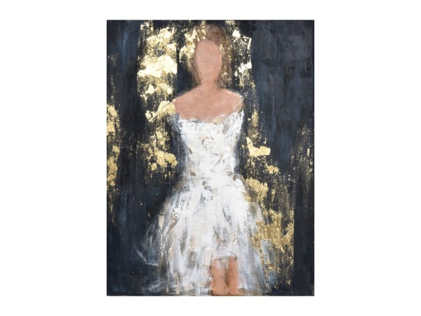 DAME ΠΙΝΑΚΑΣ ΔΙΑΚΟΣΜΗΣΗΣ 90x120x3cm ΚΑΜΒΑΣ ΜΑΥΡΟ ΛΕΥΚΟ ΞΥΛΟ ΧΡΥΣΟ