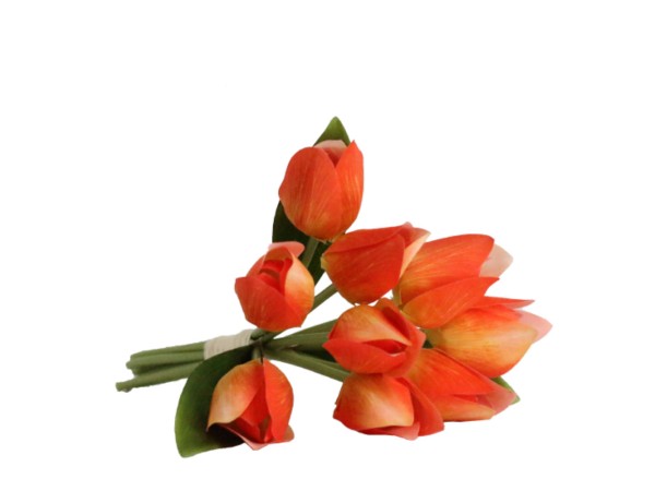 TULIPE ΛΟΥΛΟΥΔΙ ΤΕΧΝΗΤΟ ΜΠΟΥΚΕΤΟ 16x16x30cm ΥΦΑΣΜΑ ΠΟΡΤΟΚΑΛΙ POLYESTER