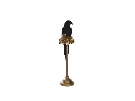 PERROQUET 1 ΔΙΑΚΟΣΜΗΤΙΚΟ ΠΑΠΑΓΑΛΟΣ 15x18x64cm POLYRESIN ΜΑΥΡΟ ΧΡΥΣΟ