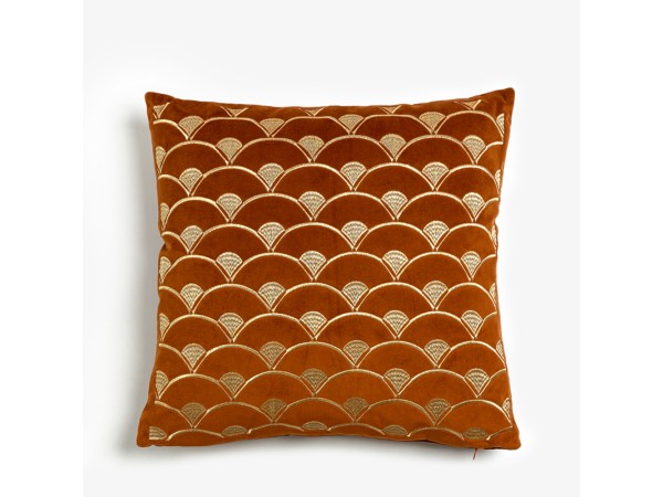 SUNRISE ΔΙΑΚΟΣΜΗΤΙΚΟ ΜΑΞΙΛΑΡΙ 45x45cm ΒΕΛΟΥΔΟ TERRACOTTA ΧΡΥΣΟ