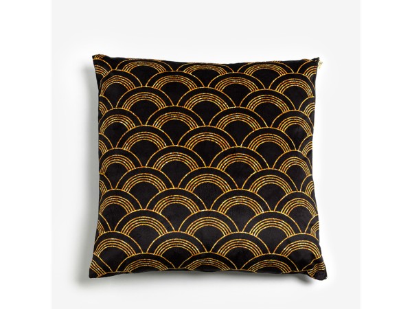 SUNRISE 1 ΔΙΑΚΟΣΜΗΤΙΚΟ ΜΑΞΙΛΑΡΙ 45x45cm ΒΕΛΟΥΔΟ ΜΑΥΡΟ ΧΡΥΣΟ