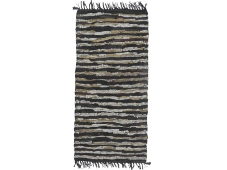 BOHO ΧΑΛΙ ΔΙΑΔΡΟΜΟΥ 70x150cm ΔΕΡΜΑ ΜΑΥΡΟ ΜΠΕΖ