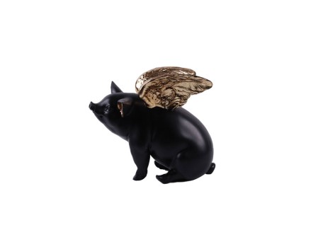 PIGGY ΔΙΑΚΟΣΜΗΤΙΚΟ ΓΟΥΡΟΥΝΙ 26x17x23cm POLYRESIN ΜΑΥΡΟ ΧΡΥΣΟ