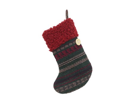 JOY SOCK ΧΡΙΣΤΟΥΓΕΝΝΙΑΤΙΚΟ ΔΙΑΚΟΣΜΗΤΙΚΟ ΚΑΛΤΣΑ 14x17cm ΥΦΑΣΜΑ ΚΟΚΚΙΝΟ ΠΡΑΣΙΝΟ