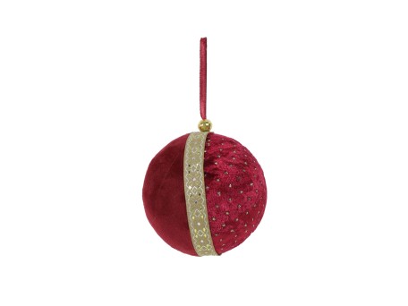 GLAM RED ΧΡΙΣΤΟΥΓΕΝΝΙΑΤΙΚΗ ΜΠΑΛΑ 10x10x10cm POLYFOAM ΚΟΚΚΙΝΟ ΧΡΥΣΟ ΥΦΑΣΜΑ