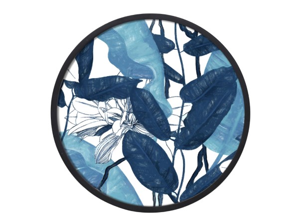 BLU ROUND ΠΙΝΑΚΑΣ ΔΙΑΚΟΣΜΗΣΗΣ 60x60x4cm ΚΑΜΒΑΣ ΜΠΛΕ ΛΕΥΚΟ ΞΥΛΟ ΜΑΥΡΟ