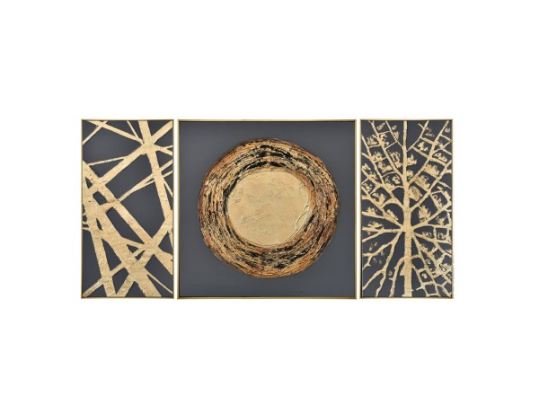 TRIPLET ΠΙΝΑΚΑΣ SET 3ΤΜΧ 168x88x5cm ΚΑΜΒΑΣ ΜΑΥΡΟ ΜΑΥΡΟ ΞΥΛΟ ΧΡΥΣΟ TRIPLET ΠΙΝΑΚΑΣ SET 3ΤΜΧ 168x88x5cm ΚΑΜΒΑΣ ΜΑΥΡΟ ΜΑΥΡΟ ΞΥΛΟ ΧΡΥΣΟ