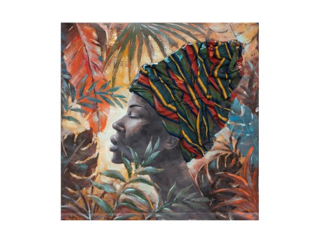 JUNGLE LADY ΠΙΝΑΚΑΣ ΔΙΑΚΟΣΜΗΣΗΣ 80x80x4cm ΚΑΜΒΑΣ ΠΟΛΥΧΡΩΜΟ ΞΥΛΟ