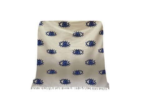 EYES BLUE ΡΙΧΤΑΡΙ ΔΙΑΚΟΣΜΗΤΙΚΟ 130x170cm ΒΑΜΒΑΚΙ ΛΕΥΚΟ ΜΠΛΕ