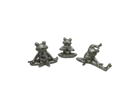 FROGGIES ΔΙΑΚΟΣΜΗΤΙΚΟ ΒΑΤΡΑΧΟΣ SET 3ΤΜΧ 16x8x11cm POLYRESIN ΑΣΗΜΙ