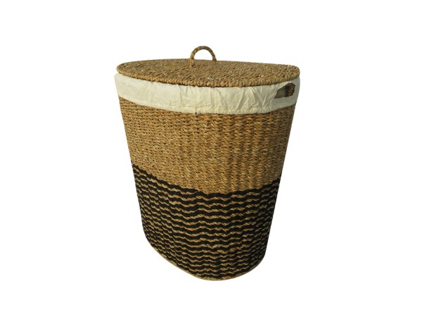 NIKKI ΚΑΛΑΘΙ ΜΕ ΚΑΠΑΚΙ 50x50x50cm SEAGRASS ΦΥΣΙΚΟ ΜΑΥΡΟ HOGLA ROPE ΛΕΥΚΟ