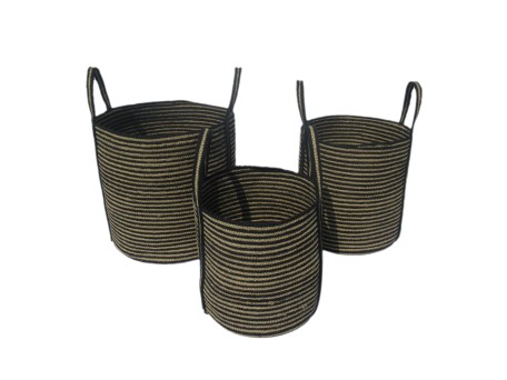 YIRMI ΚΑΛΑΘΙ SET 3ΤΜΧ 40x40x40cm ΓΙΟΥΤΑ ΦΥΣΙΚΟ ΜΑΥΡΟ