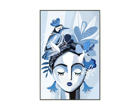 AMARI ΠΙΝΑΚΑΣ ΔΙΑΚΟΣΜΗΣΗΣ 63x93x5cm ΚΑΜΒΑΣ ΛΕΥΚΟ ΜΠΛΕ ΞΥΛΟ ΑΣΗΜΙ