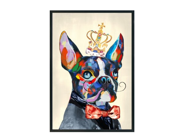 KING DOG ΠΙΝΑΚΑΣ ΔΙΑΚΟΣΜΗΣΗΣ 60x90x5cm ΚΑΜΒΑΣ ΠΟΛΥΧΡΩΜΟ ΞΥΛΟ ΜΑΥΡΟ