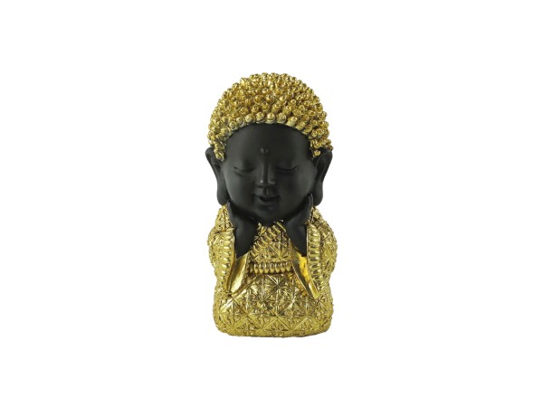 BABY BUDDHA ΔΙΑΚΟΣΜΗΤΙΚΟ ΒΟΥΔΑΣ 12x10x17cm POLYRESIN ΧΡΥΣΟ ΜΑΥΡΟ