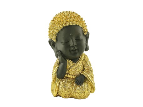 BABY BUDDHA ΔΙΑΚΟΣΜΗΤΙΚΟ ΒΟΥΔΑΣ 12x10x17cm POLYRESIN ΧΡΥΣΟ ΜΑΥΡΟ