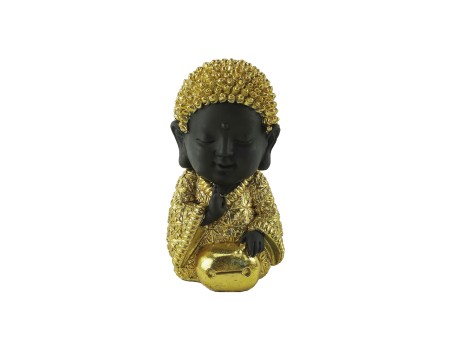BABY BUDDHA ΔΙΑΚΟΣΜΗΤΙΚΟ ΒΟΥΔΑΣ 12x10x17cm POLYRESIN ΧΡΥΣΟ ΜΑΥΡΟ