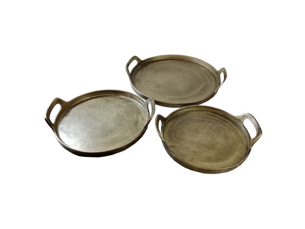 BATU ΔΙΣΚΟΣ SET 3ΤΜΧ 35x35x5cm ΑΛΟΥΜΙΝΙΟ ΧΡΥΣΟ ΑΝΤΙΚΕ