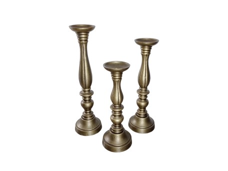 LUSAR ΚΗΡΟΠΗΓΙΟ SET 3ΤΜΧ 11x11x40cm ΑΛΟΥΜΙΝΙΟ ΧΡΥΣΟ ΑΝΤΙΚΕ