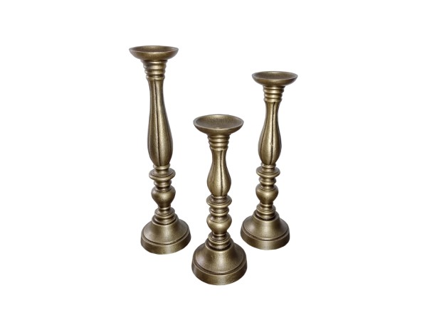 LUSAR ΚΗΡΟΠΗΓΙΟ SET 3ΤΜΧ 11x11x40cm ΑΛΟΥΜΙΝΙΟ ΧΡΥΣΟ ΑΝΤΙΚΕ