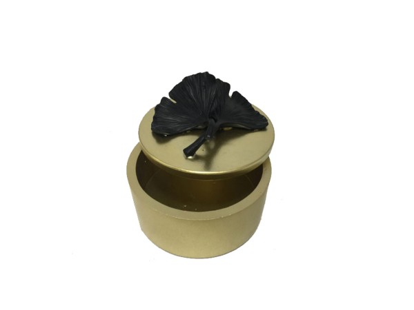LEAF BLACK ΚΟΥΤΙ ΑΠΟΘΗΚΕΥΣΗΣ 11x11x10cm POLYRESIN ΧΡΥΣΟ ΜΑΥΡΟ