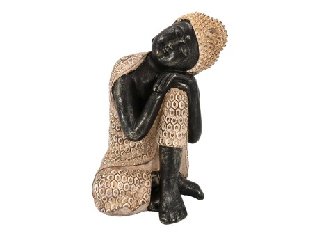 RESTING BUDDHA ΔΙΑΚΟΣΜΗΤΙΚΟ ΒΟΥΔΑΣ 15x15x24cm POLYRESIN ΦΥΣΙΚΟ ΜΑΥΡΟ