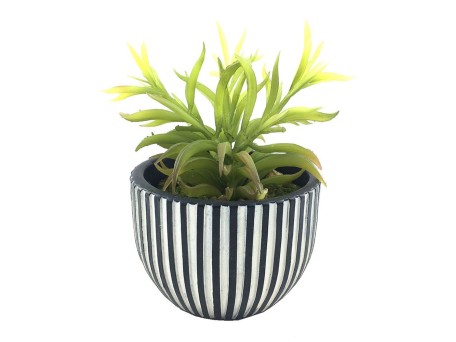 LAKHSMI 3 ΦΥΤΟ ΤΕΧΝΗΤΟ ΣΕ ΚΑΣΠΩ 13x13x18.5cm POLYRESIN ΜΑΥΡΟ ΛΕΥΚΟ ΠΡΑΣΙΝΟ