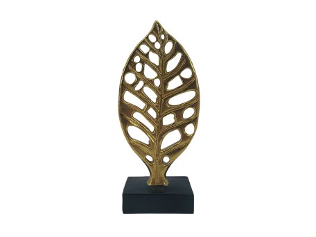 HERVA ΔΙΑΚΟΣΜΗΤΙΚΟ ΦΥΛΛΟ 11x5x23cm POLYRESIN ΧΡΥΣΟ ΜΑΥΡΟ