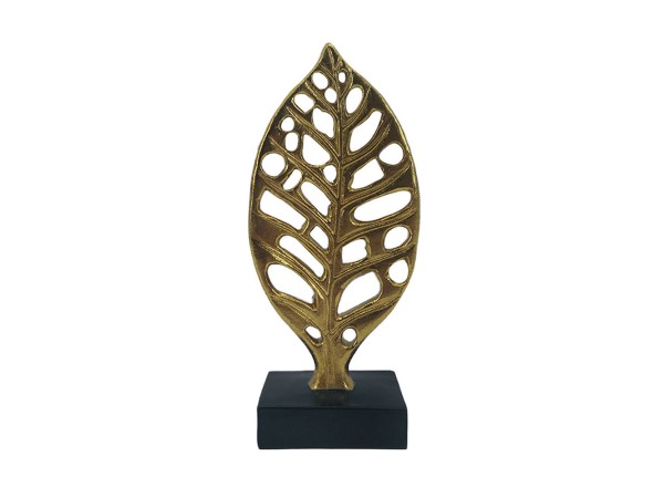 HERVA ΔΙΑΚΟΣΜΗΤΙΚΟ ΦΥΛΛΟ 11x5x23cm POLYRESIN ΧΡΥΣΟ ΜΑΥΡΟ