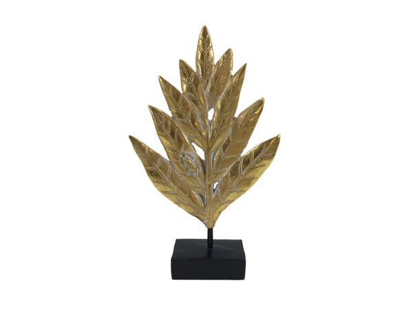 RUOMO ΔΙΑΚΟΣΜΗΤΙΚΟ ΦΥΛΛΟ 15x5x26cm POLYRESIN ΧΡΥΣΟ ΜΑΥΡΟ