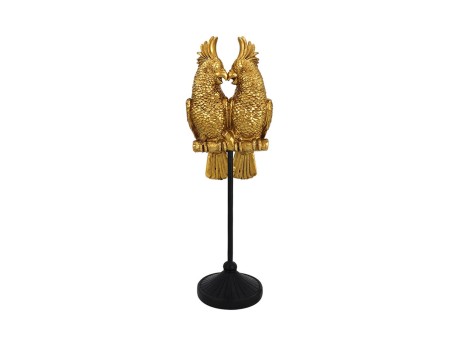 SAMGAI ΔΙΑΚΟΣΜΗΤΙΚΟ ΠΑΠΑΓΑΛΟΣ 10x8x30cm POLYRESIN ΧΡΥΣΟ ΜΑΥΡΟ