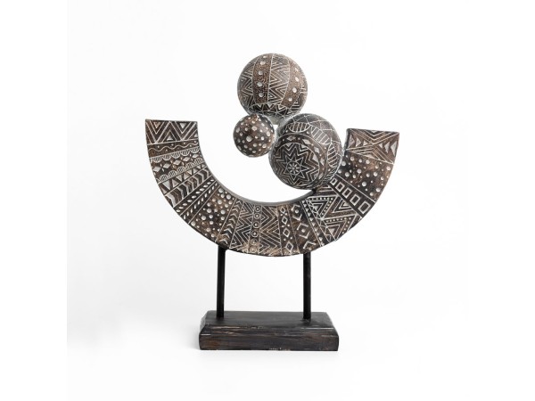 RABIA ΔΙΑΚΟΣΜΗΤΙΚΟ TOTEM 35x10x40cm POLYRESIN ΚΑΦΕ ΜΠΕΖ ΛΕΥΚΟ