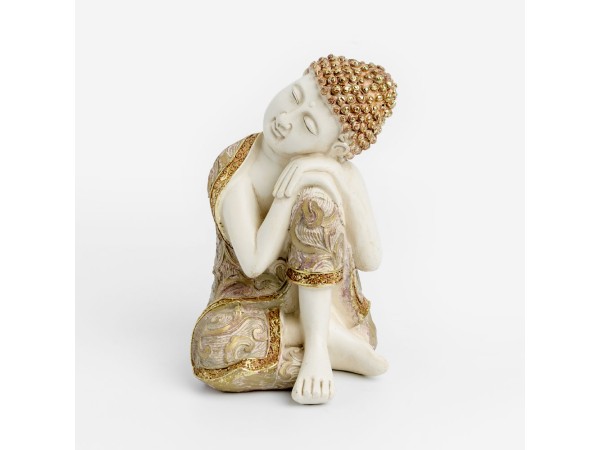 FADHI ΔΙΑΚΟΣΜΗΤΙΚΟ ΒΟΥΔΑΣ 10x10x16cm POLYRESIN ΜΠΕΖ ΧΡΥΣΟ ΜΩΒ