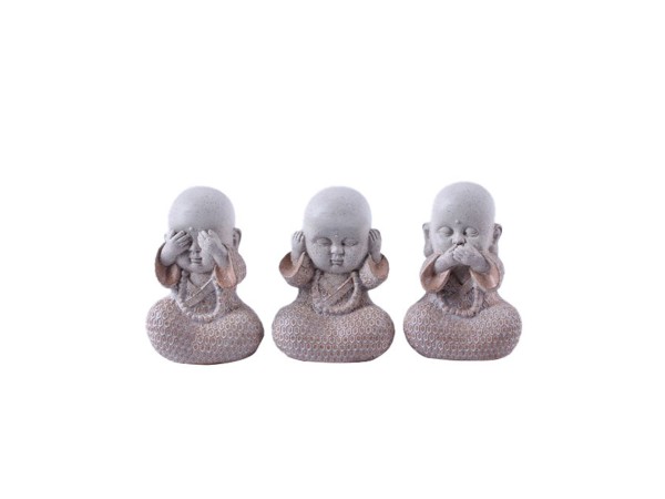 BULU ΔΙΑΚΟΣΜΗΤΙΚΟ ΒΟΥΔΑΣ SET 3ΤΜΧ 10x8x13cm POLYRESIN TERRACOTTA ΓΚΡΙ