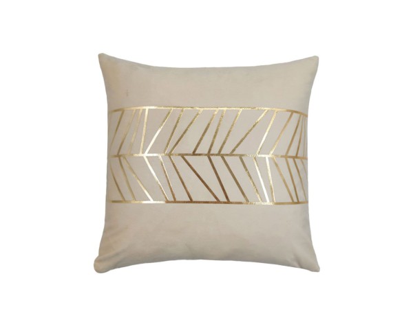 DETAILS ΔΙΑΚΟΣΜΗΤΙΚΟ ΜΑΞΙΛΑΡΙ 45x45cm ΒΕΛΟΥΔΟ ΜΠΕΖ ΧΡΥΣΟ