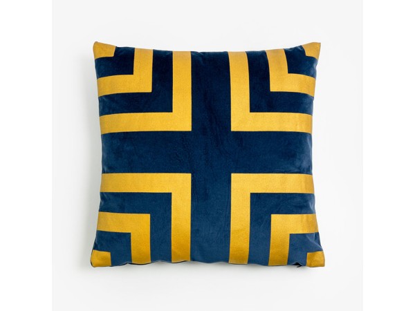 ILLUSION ΔΙΑΚΟΣΜΗΤΙΚΟ ΜΑΞΙΛΑΡΙ 45x45cm ΒΕΛΟΥΔΟ ΜΠΛΕ ΧΡΥΣΟ