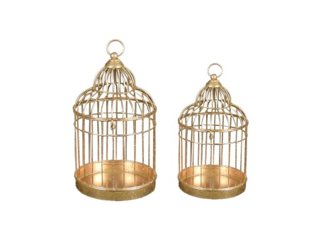 AVIARY ΔΙΑΚΟΣΜΗΤΙΚΟ ΚΛΟΥΒΙ SET 2ΤΜΧ 30x30x52cm ΜΕΤΑΛΛΟ ΧΡΥΣΟ