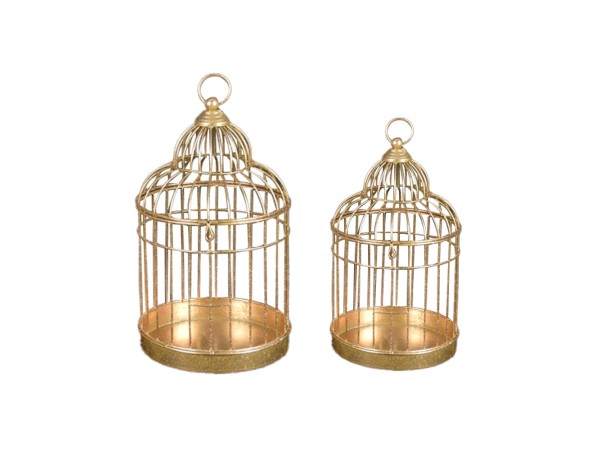 AVIARY ΔΙΑΚΟΣΜΗΤΙΚΟ ΚΛΟΥΒΙ SET 2ΤΜΧ 30x30x52cm ΜΕΤΑΛΛΟ ΧΡΥΣΟ