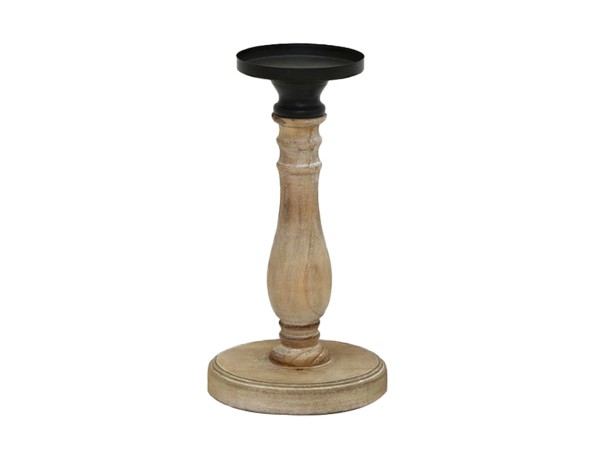 JUPITER ΚΗΡΟΠΗΓΙΟ 15x15x29cm ΞΥΛΟ ΦΥΣΙΚΟ ΜΑΥΡΟ ΜΕΤΑΛΛΟ