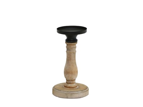 JUPITER ΚΗΡΟΠΗΓΙΟ 13x13x24cm ΞΥΛΟ ΦΥΣΙΚΟ ΜΑΥΡΟ ΜΕΤΑΛΛΟ