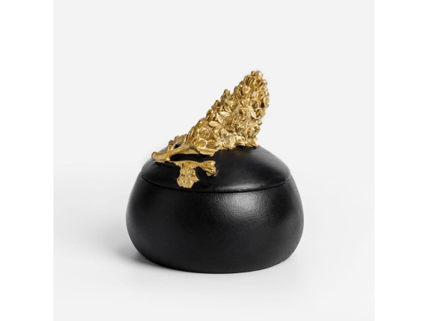 BLOOM ΚΟΥΤΙ ΑΠΟΘΗΚΕΥΣΗΣ 10x10x10cm POLYRESIN ΜΑΥΡΟ ΧΡΥΣΟ