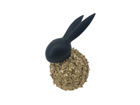 BLOOM RABBIT ΔΙΑΚΟΣΜΗΤΙΚΟ ΛΑΓΟΣ 12x9x18cm POLYRESIN ΧΡΥΣΟ ΜΑΥΡΟ