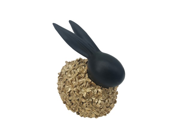 BLOOM RABBIT ΔΙΑΚΟΣΜΗΤΙΚΟ ΛΑΓΟΣ 12x9x14cm POLYRESIN ΧΡΥΣΟ ΜΑΥΡΟ