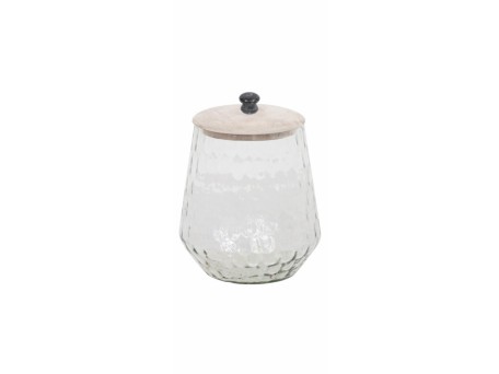 SCHERA ΔΟΧΕΙΟ ΑΠΟΘΗΚΕΥΣΗΣ ΜΕ ΚΑΠΑΚΙ 14x14x20cm ΓΥΑΛΙ WHITE WASHED ΞΥΛΟ