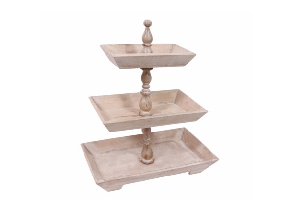 ORISHA ΟΡΝΤΕΒΙΕΡΑ 3 ΕΠΙΠΕΔΑ 50x31x60cm ΞΥΛΟ MANGO WHITE WASHED